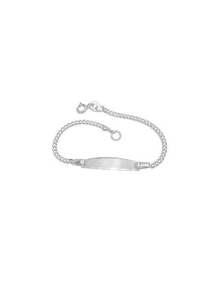 Id Armband For Children 2mm Curb Kedja Engraving Plate 23x5mm Matt Diamond Silver 925 14cm