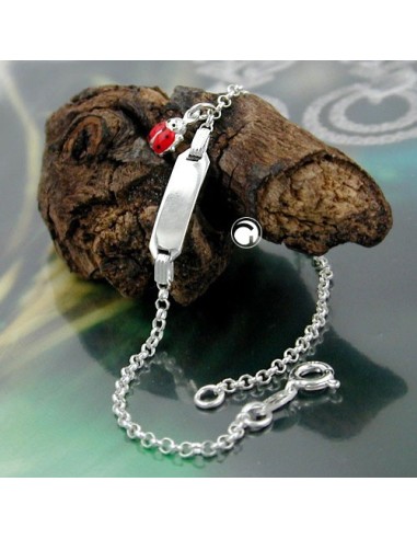Id Armband For Children Anchor Kedja Engraving Plate 19x5,8mm Ladybird Silver 925 18cm