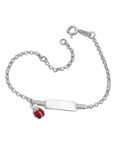 Id Armband For Children Anchor Kedja Engraving Plate 19x5,8mm Ladybird Silver 925 18cm
