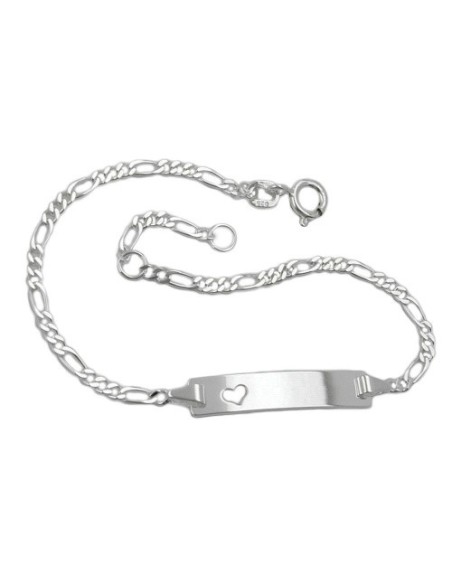 Id Armband With Heart Silver 925 19cm