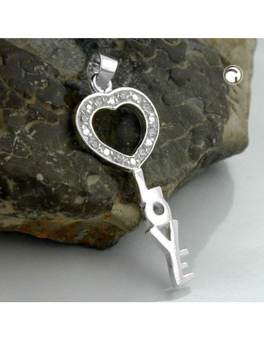 Key Hängsmycke 'Love' With A Heart Of Zirconias Silver 925
