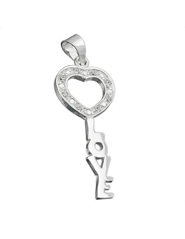 Key Hängsmycke 'Love' With A Heart Of Zirconias Silver 925