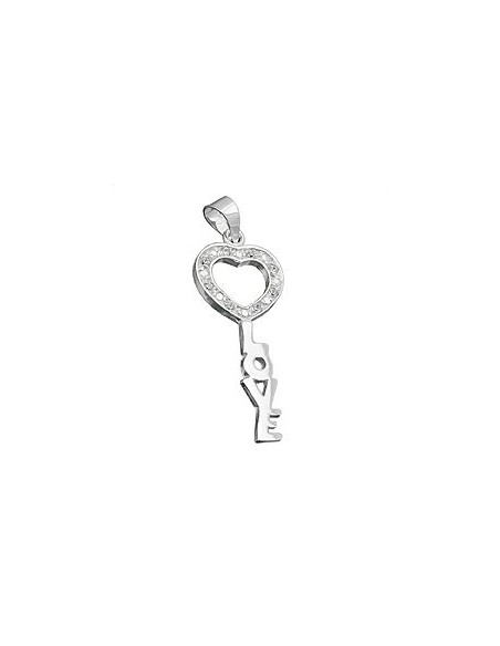 Key Hängsmycke 'Love' With A Heart Of Zirconias Silver 925