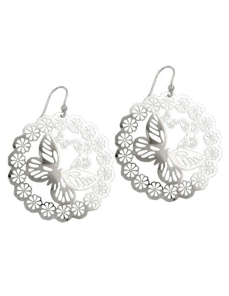Krok Örhängen Butterfly & Flowers Silver 925