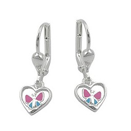 Leverback Örhängen Heart Butterfly Silver 925