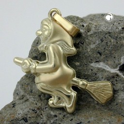 pendant 20x22mm witch matte shiny 9k gold