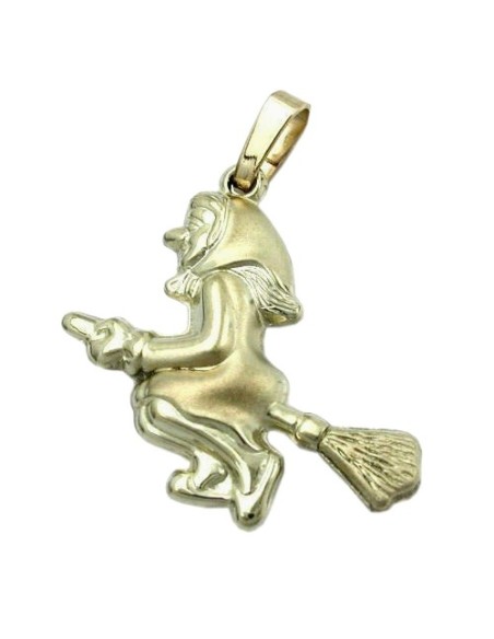 pendant 20x22mm witch matte shiny 9k gold