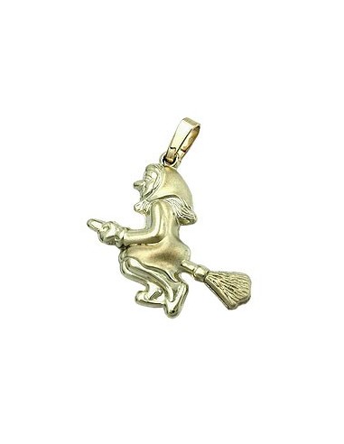 pendant 20x22mm witch matte shiny 9k gold