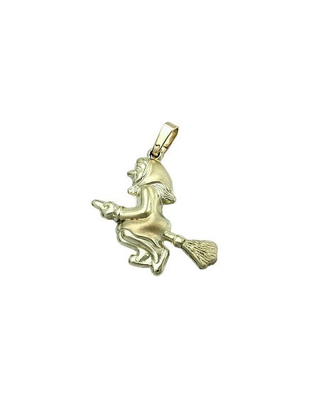 pendant 20x22mm witch matte shiny 9k gold