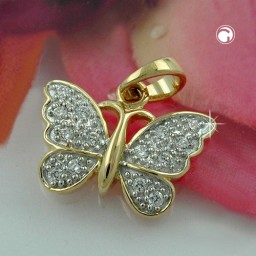 pendant butterfly zirconias 14k gold