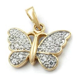 pendant butterfly zirconias 14k gold