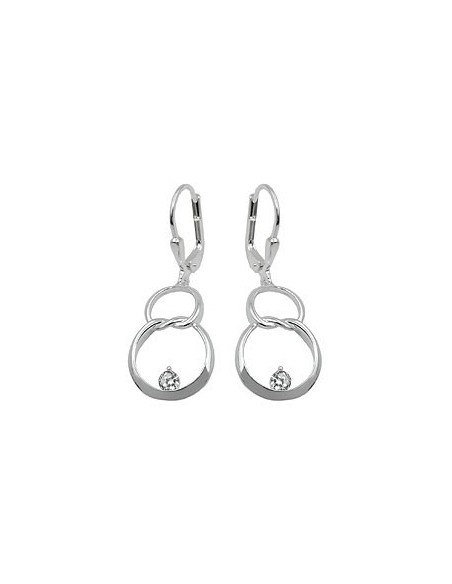 Leverback/Krok Örhängen 36x13mm Double Circle Eight With Zirconia Shiny Silver 925