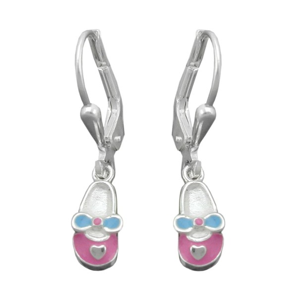 Leverbacks Slipper Pink-Blue Silver 925