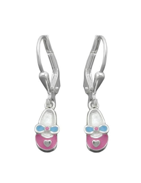 Leverbacks Slipper Pink-Blue Silver 925