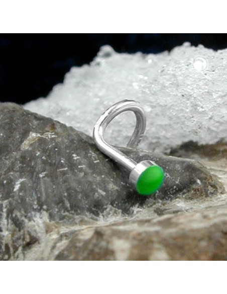 Nose Screw Green Enamel Silver 925
