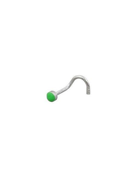 Nose Screw Green Enamel Silver 925