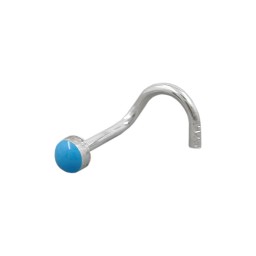 Nose Screw Piercing 2.5mm Blue Enamel Silver 925