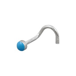 Nose Screw Piercing 2.5mm Blue Enamel Silver 925