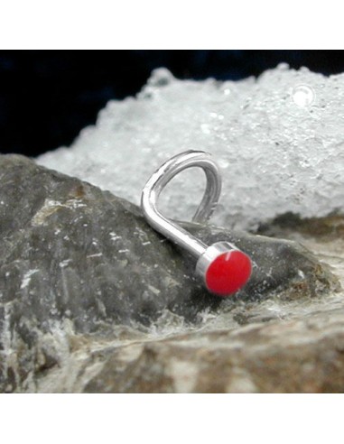 Nose Screw Piercing 2.5mm Red Enamel Silver 925