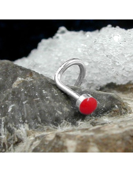 Nose Screw Piercing 2.5mm Red Enamel Silver 925