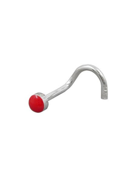 Nose Screw Piercing 2.5mm Red Enamel Silver 925