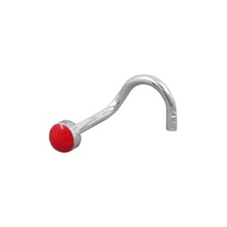 Nose Screw Piercing 2.5mm Red Enamel Silver 925