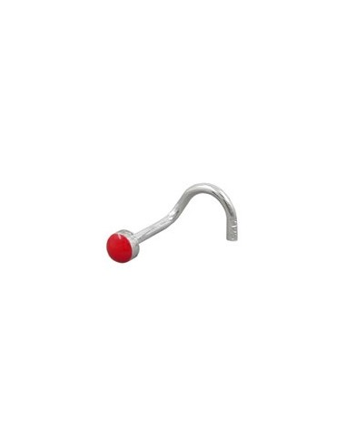Nose Screw Piercing 2.5mm Red Enamel Silver 925
