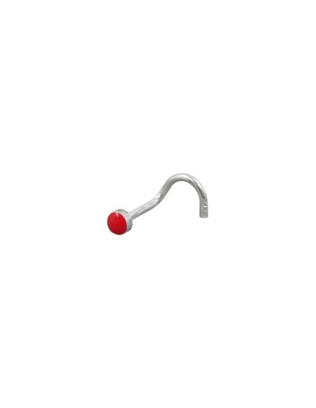 Nose Screw Piercing 2.5mm Red Enamel Silver 925