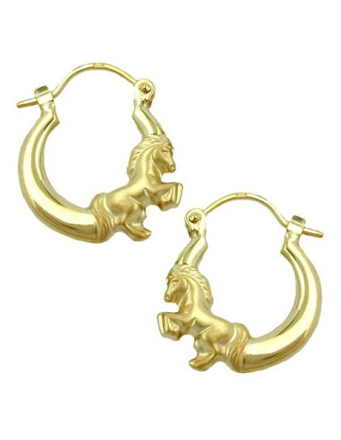 hoop earrings 17x14mm horse shiny matte hoop clasp 9k gold