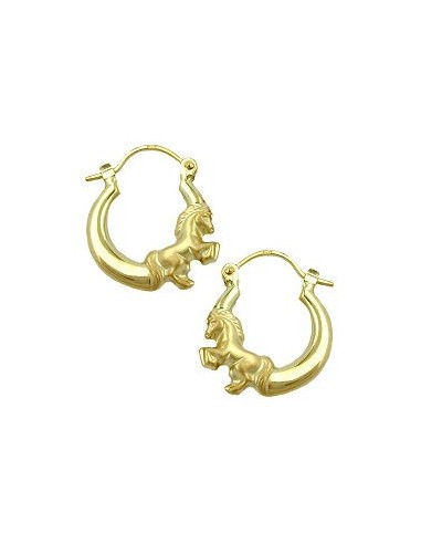 hoop earrings 17x14mm horse shiny matte hoop clasp 9k gold