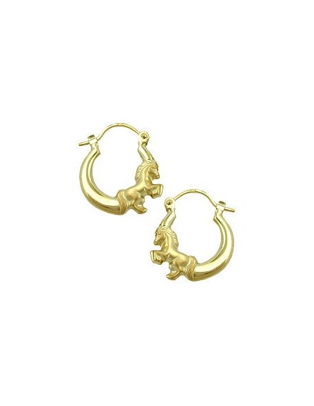 hoop earrings 17x14mm horse shiny matte hoop clasp 9k gold
