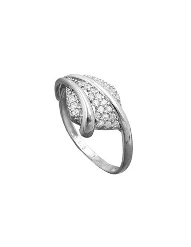 Ring 11mm With Many Zirconias Shiny Rhodium Plated Silver 925 Ring Size 60