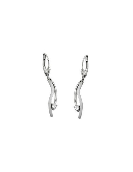 leverback earrings dangle 35x5mm zirconia matte shiny 9k white gold
