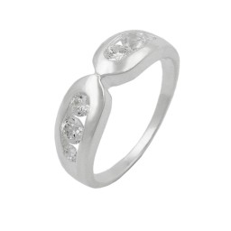 Ring 6mm 6 Zirconia Crystals Silver 925