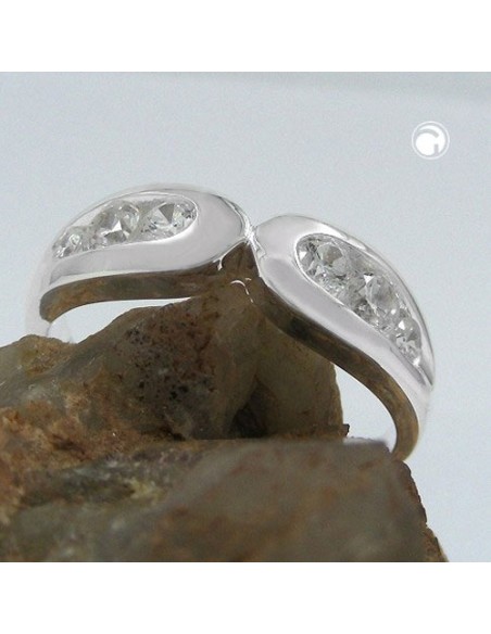 Ring 6mm 6 Zirconia Crystals Silver 925