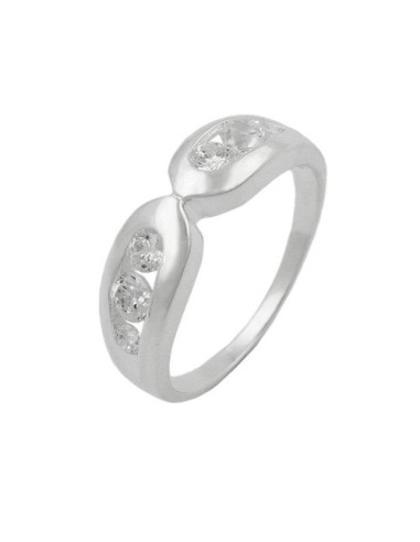 Ring 6mm 6 Zirconia Crystals Silver 925
