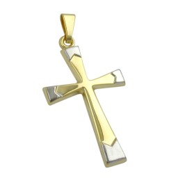 pendant 25x16mm cross bicolor 9k gold