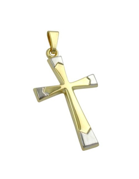 pendant 25x16mm cross bicolor 9k gold