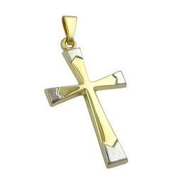 pendant 25x16mm cross bicolor 9k gold