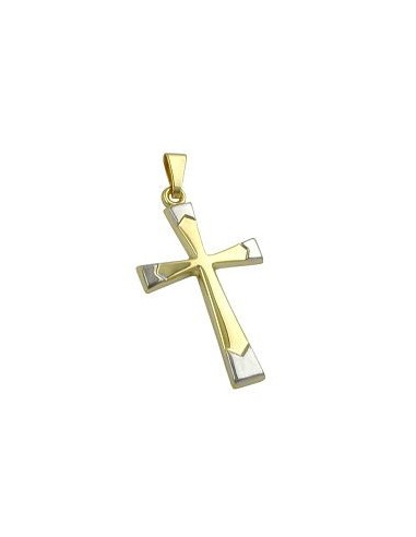 pendant 25x16mm cross bicolor 9k gold