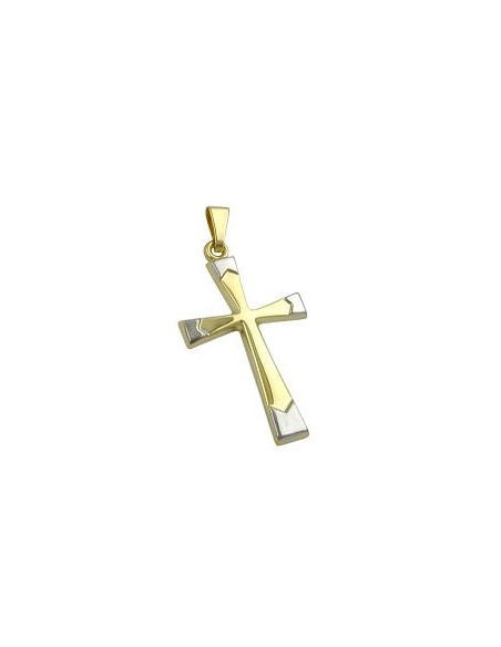 pendant 25x16mm cross bicolor 9k gold