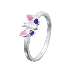 Ring Butterfly Pink Purple Silver 925