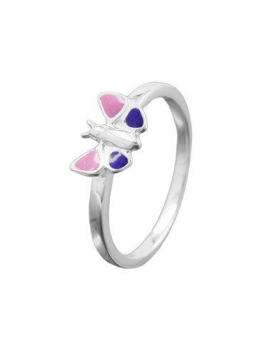 Ring Butterfly Pink Purple Silver 925