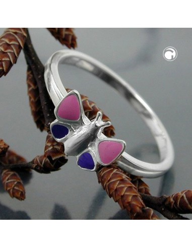 Ring Butterfly Pink/ Purple Silver 925