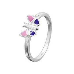 Ring Butterfly Pink/ Purple Silver 925