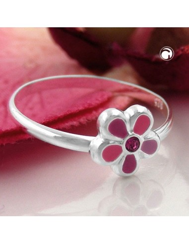 Ring For Children Pink Flower Silver 925