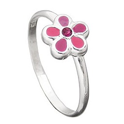 Ring For Children Pink Flower Silver 925