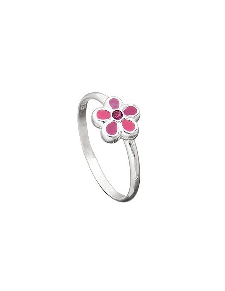 Ring For Children Pink Flower Silver 925