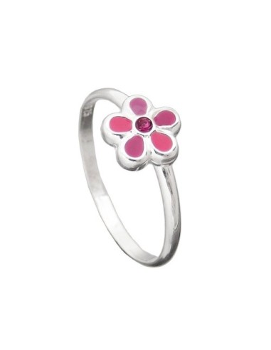 Ring For Children Pink Flower Silver 925