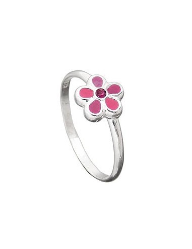 Ring For Children Pink Flower Silver 925